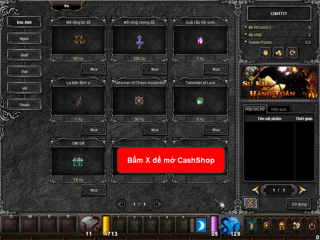 Chức năng chính của Game MU Hoàng Tộc